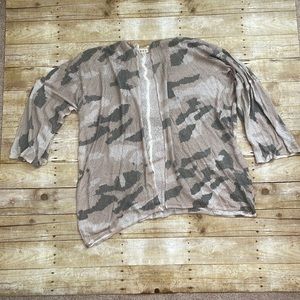 Pol Loose Knit Open Front Camo Cardigan